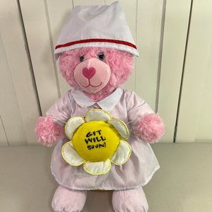 Build A Bear Pink Cuddles Bear w/ Nurse Uniform Costume Get Well Soon Flower